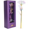 Transparent Rose Flower with LoveShaped Display Stand Craft Collection Purple Packing Box