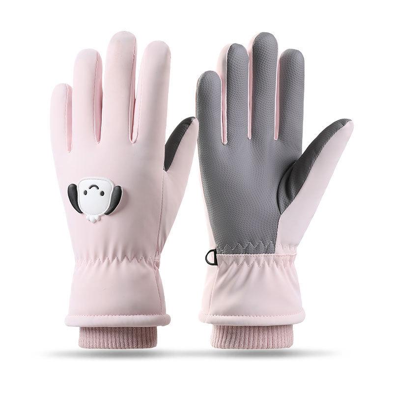 

Winter Cartoon Puppy Ski Gloves: Warm, Non-slip, Fleece-lined for Kids & Toddlers