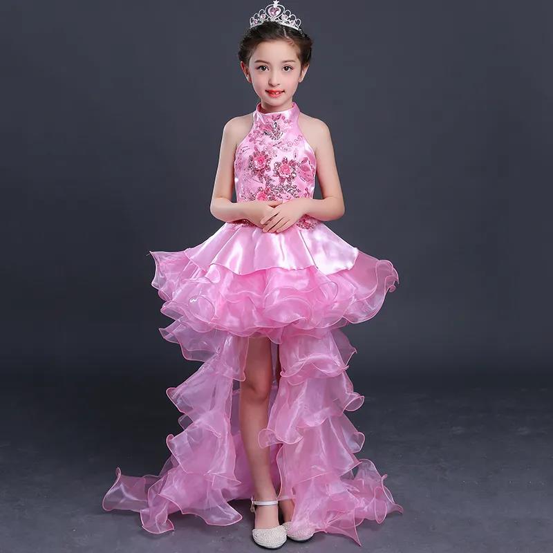 Children's Princess Dress Girls Evening Dress Flower Girl Student Performance Dress Tail Wedding Dress Tutu Dance Costume