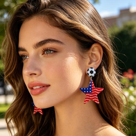 USA Flag Acrylic Dangle Drop Earrings Independence Day-Themed Earrings Comfortable To Wear Multiple Styles for Sports Holiday Outfits