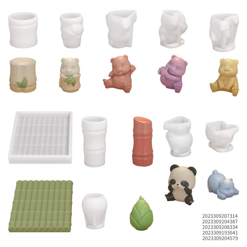 Bamboo Panda Shape Candle Silicone Molds for Making Candle Resin Pillar Aromatherapy Candles Wax Soap Flower Specimen Clay Craft