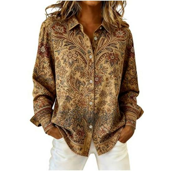 2025 Summer Women's Unique Plaid Print Long-Sleeved Shirt