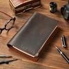AIGUONIU Vintage A6 Leather Notebook Custom Logo Top Grain Cowhide Spiral 19x12.5x1.5cm Refillable Planner for Business Office