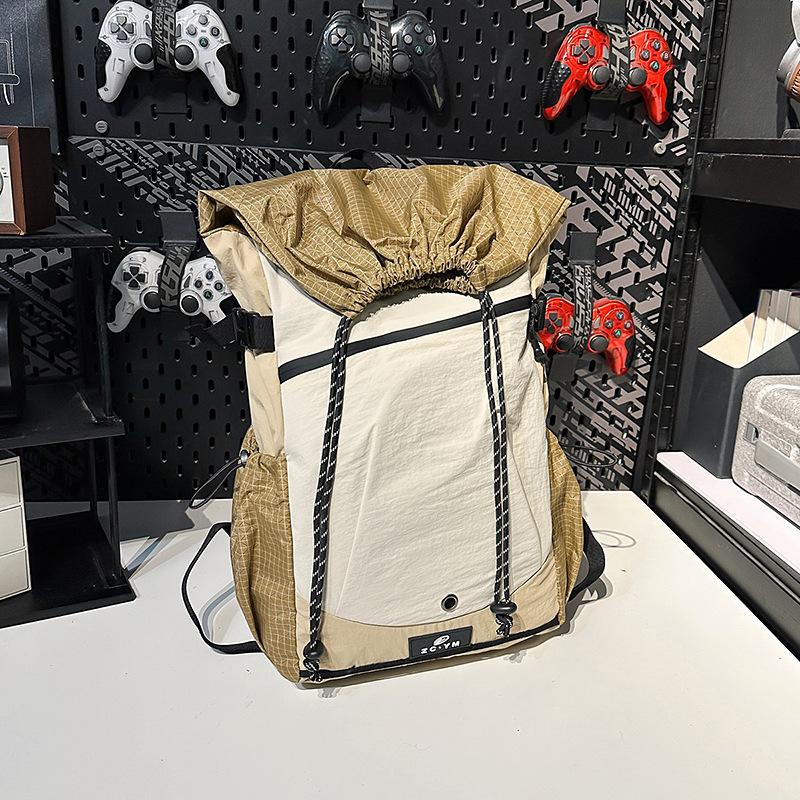 

New school bag backpack women s drawstring student backpack outdoor sports commuting simple travel bag large bag хаки