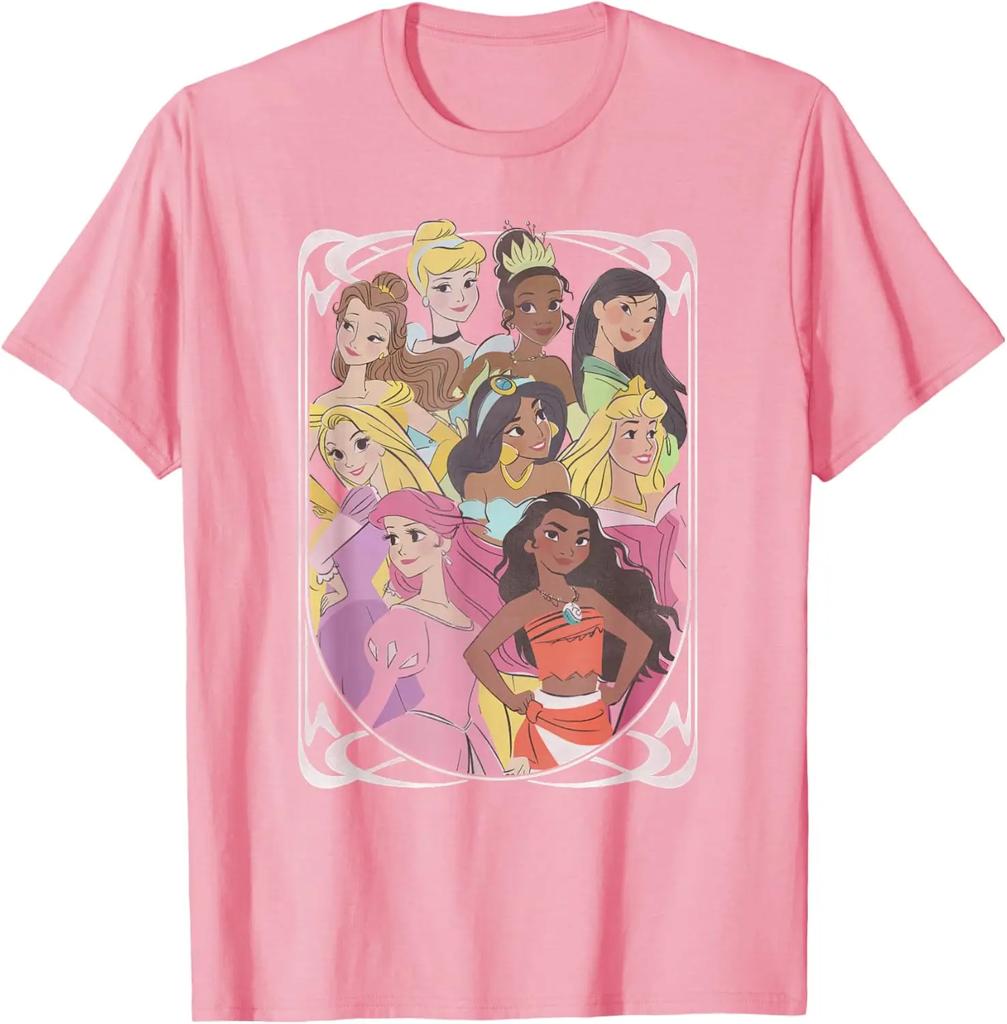 Heiße Mode Lässig Disney Prinzessin Königliches Gerahmtes Gruppenporträt Vintage T-Shirt S-4XL Vier Jahreszeiten