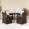 Vidaxl 5-Cz. Garden Furniture Set With Cushions, Brown, Poly Rattan