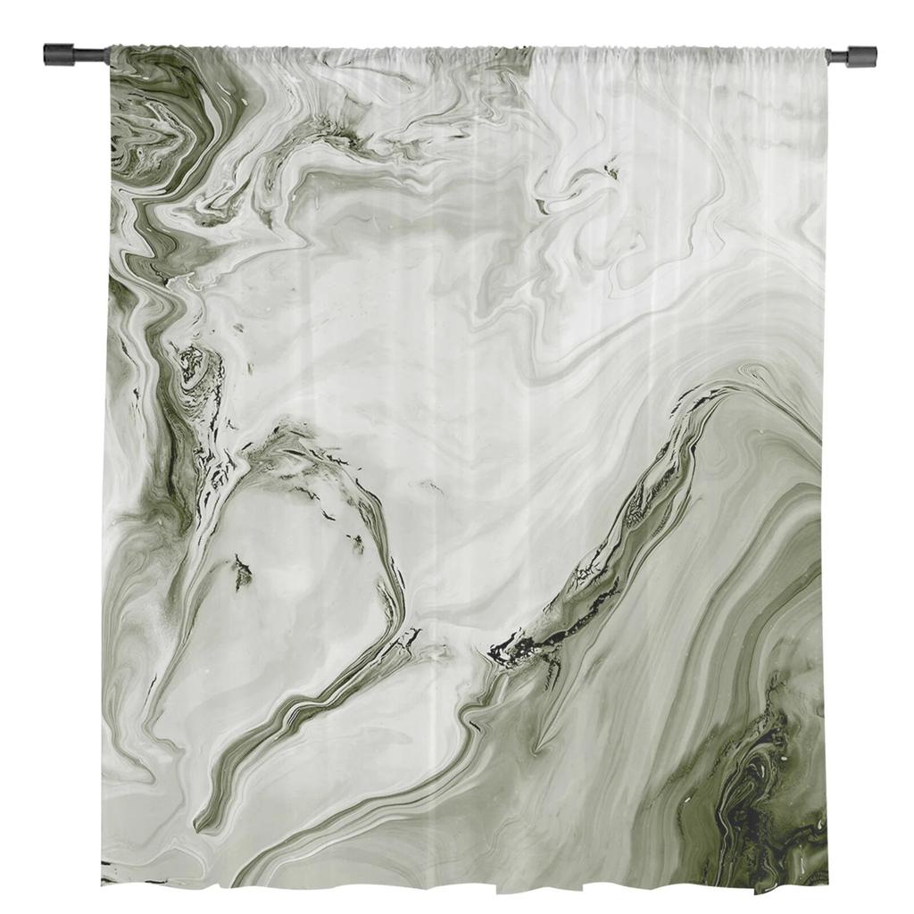 Marmurowe płynne teksturowane szałwia zielone zasłony tiulowe do salonu kuchnia wystrój domu zasłony z przezroczystego woalu