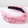 Pink Love Heart Pearl Knot Hairband Wide Headband Hair Accessories Festival Valentine's Day Shiny Headwear for Women Girls Gift