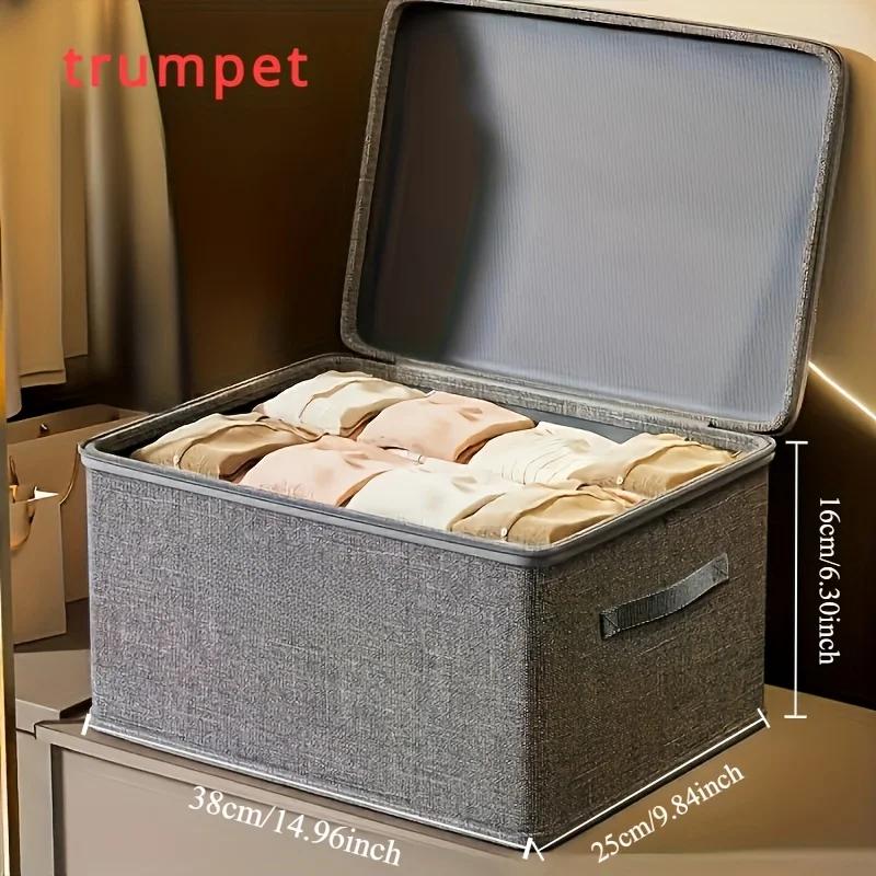 Foldable Storage Box with Cloth Cover, Large Capacity Quilt Storage Box, Underwear Storage Box Clothes Organizer