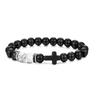 New Retro Cross Natural Stone Bracelet Tiger Eye Stone Lava Volcanic Stone Elastic Bead Men's Bracelet