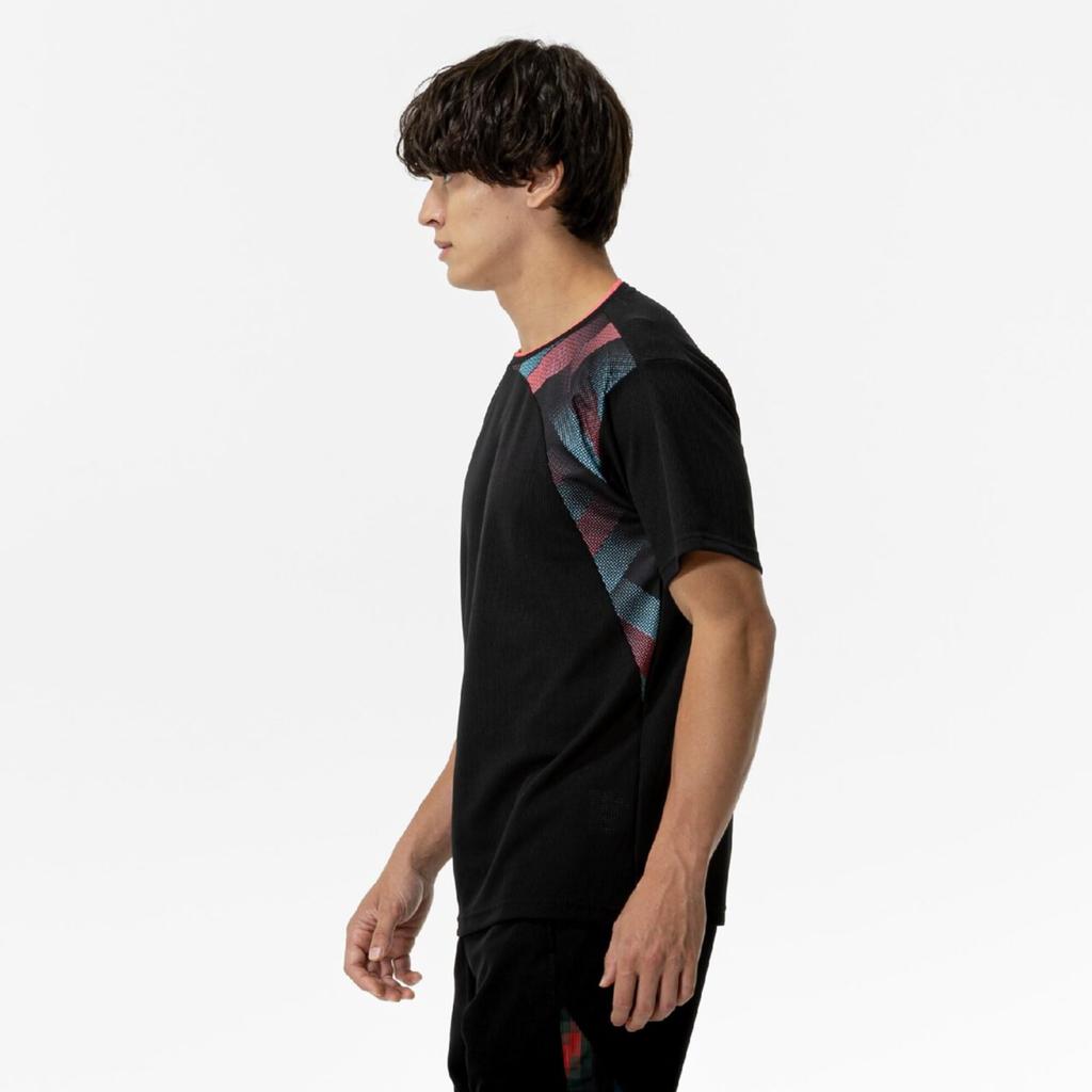 Dry Aeroflow Game Shirt, Short Sleeve, Dynamotion Fit, Highly Breathable, Perfect for Tennis and Badminton, Unisex, Black, Size S (62JAC012)