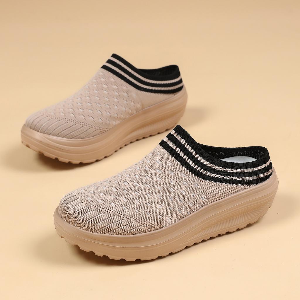 TUINANLE Platform Thick-soled Slippers for Women Retro Wear Half-slippers Spring and Autumn Casual Comfortable One-foot  Shoes