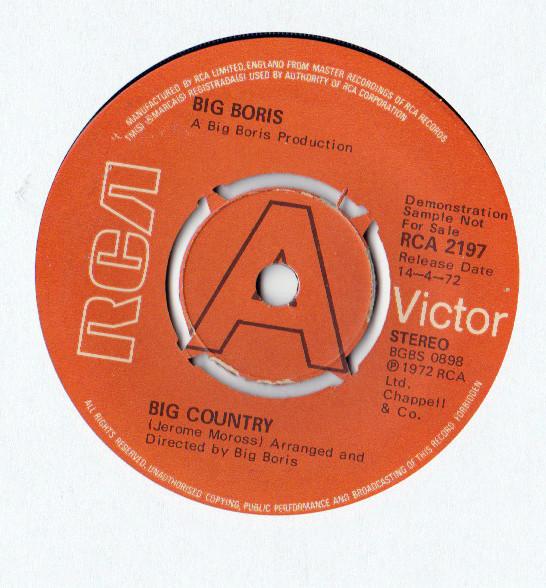 

7inch Record BIG BORIS Big Country Devils Drive RCA2197PROMO RCA VICTOR 1972 UK SoulFunk Used