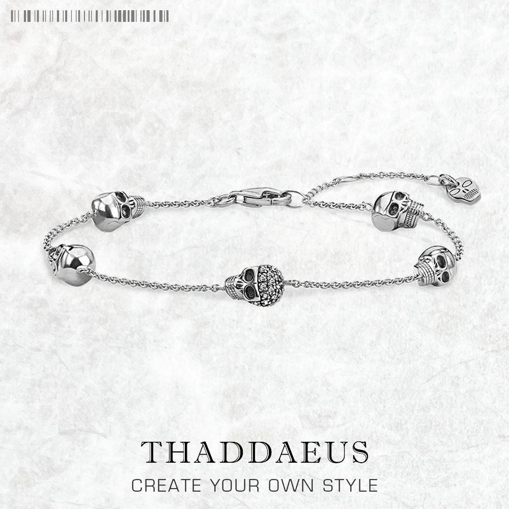 

Five Exquisite Feminine Skulls Bracelets Autumn Link Chain 925 Silver Jewelry Rebel Gift For Women 19-22cm