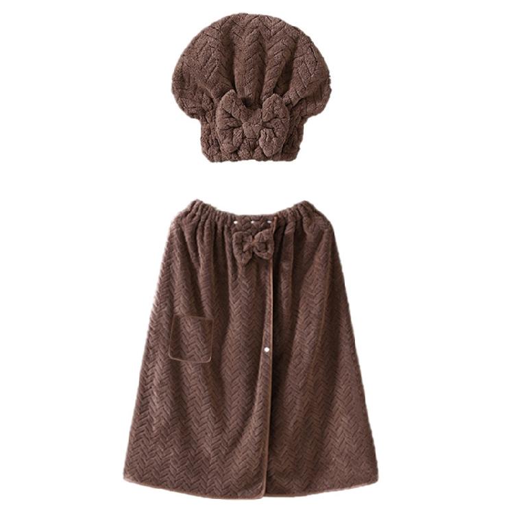 Large Size Adjustable Bath Skirt and Hair Dry Cap Set Slip Resistant Oversize Bathrobe for Women Spa Home Travel Beach