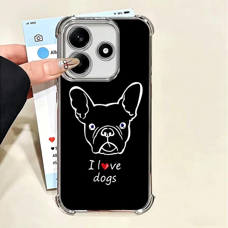 French Bulldog Black Desgin Plating Phone Case For Xiaomi Poco X5 X6 X7 X8 Pro Max F8 Ultra F7 M8 M7 M5S Redmi 15C 15 14C 13C 13