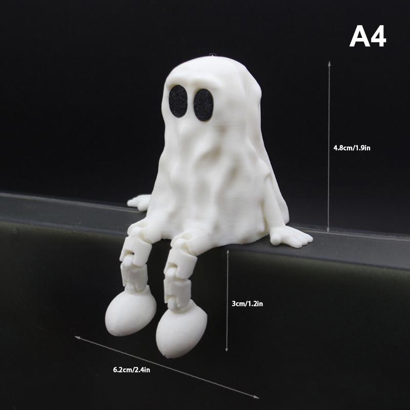 3D Printed Cute Ghost Figurines Fidget Toys Joint Movable Ghost Pumpkin Statue Desk Decoration Ornaments Halloween Gift