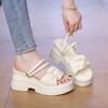 Thick-soled slope heel two wearing sandals women's summer new wear high-heeled slippers heightened soft-soled beach cool slippers