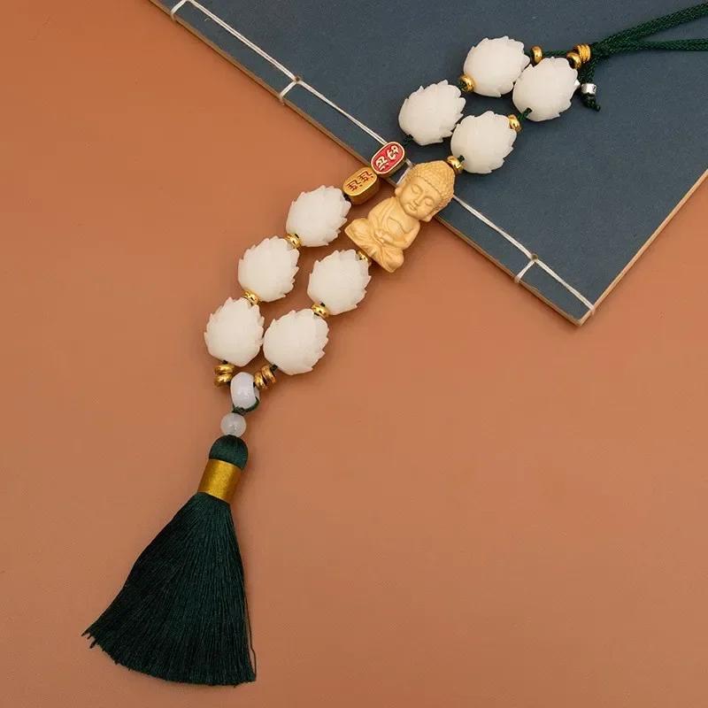 תליון שיאופו עץ הואנגיאנגמו לתלייה ברכב, בודהי לוטוס, מוצרים דקורטיביים למראה אחורית