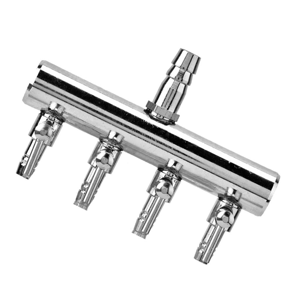 Stainless Steel Aquarium Air Valve 2 Way 8mm Turn To 4mm Air Flow Valve T Shaped 4 Way Air Splitter Airline Tubing Hose
