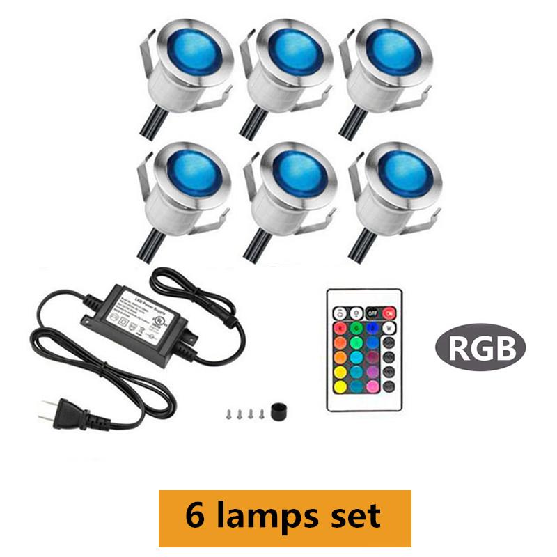 

RGB светодиодный светильник для террасы AC 90-265V с пультом управления, подземный светильник, IP67 водонепроницаемый, садовый светильник для дорожки, ландшафтный прожектор EU RGB Set