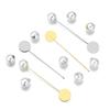 10pcs Imitation Pearl Alloy Long Brooches Gold Rhodium Blank Tray Bezel Brooch Base For DIY Brooch Safety Pin Jewelry Accessory