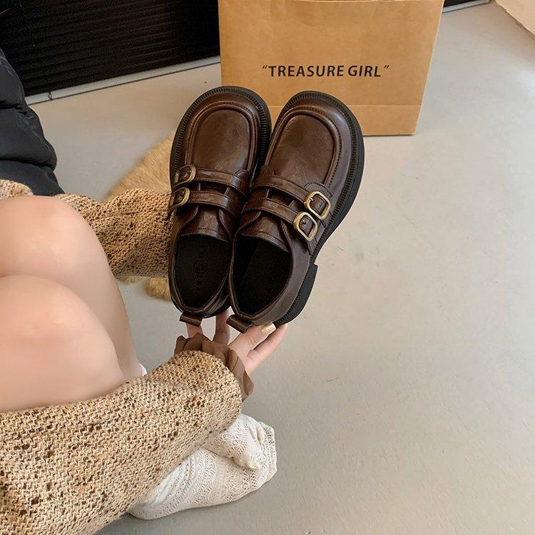 Black Loafers Women's 2025 New Summer British Small Leather Single Shoes Soft Platform Sandals Burst One Pedal Outside Wear