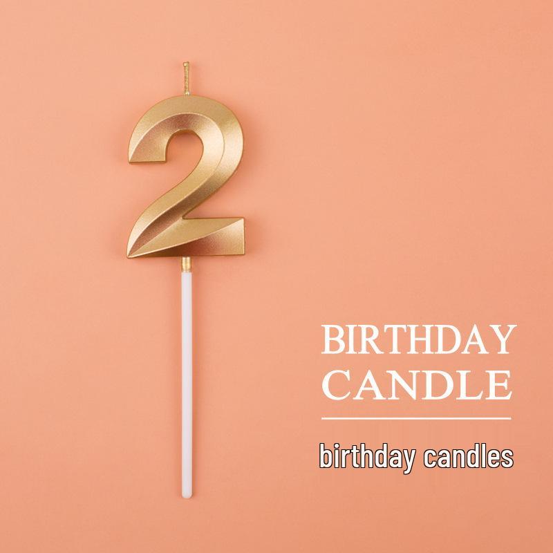 Gold and Silver Number Candles for Birthday Cakes - Pink Exquisite Design