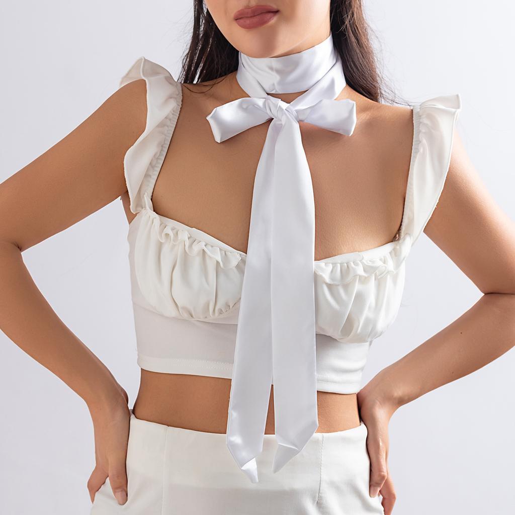 Pastoral Satin Flower Choker Necklace Women, Simple Flannel Ribbon DIY Collar Jewelry