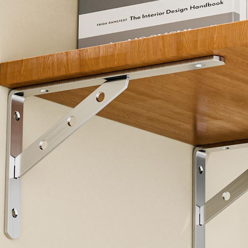 2Pcs Stainless Steel Support Brackets Heavy Duty Triangular Frame Wall Shelf Right Angles Support Stand Enduring