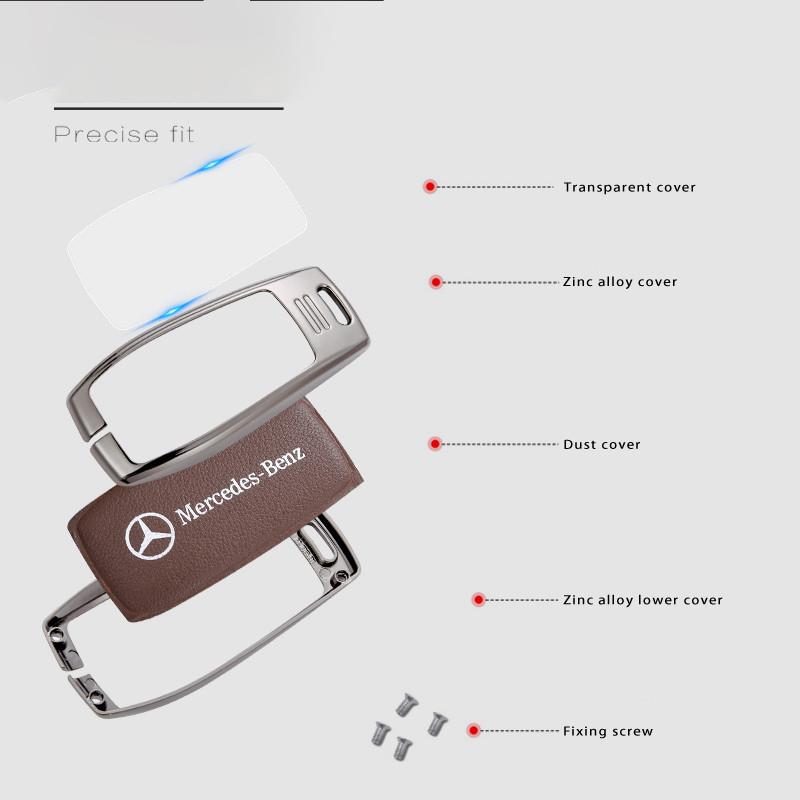 D4Leather Car Key Case Cover Shell Fob For Mercedes Benz A B C E R Class GLS GLA GLK GLC CLS CLA AMG W204 W205 W212 W463 W176 PWJN1