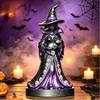 Witch Figurine Statue for Halloween - Resin Home Decor Desktop Ornament, Spooky Gothic Table Decorations for Festival