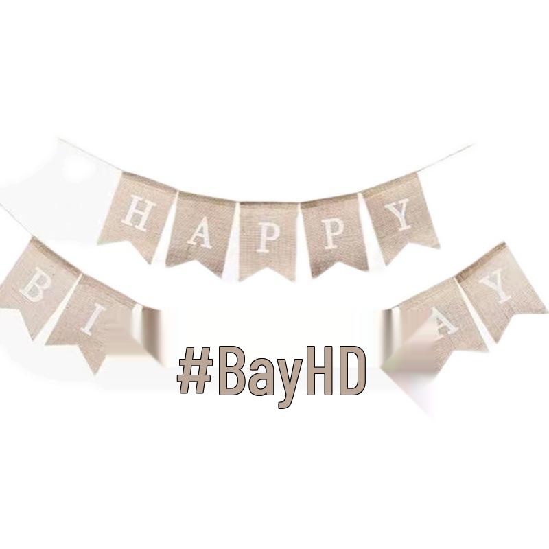 Mori-style Linen Birthday Pennant Banner for Baby's 1st Birthday or 100-Day Celebration Party Decoration
