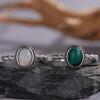 S925 Sterling Silver Natural Malachite Opal Color Treasure Ring Women'S Personality Retro Thai Silver Twist Striped Ring