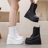 Martin Boots Women's Platform Mid-tube Short Boots 2025 Autumn and Winter New Leather Boots Solid Color Simple Side Zipper Fashion Shoes