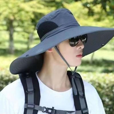 Sun Protection Cap Wide Brim Men's Bucket Hat Polyester Anti-UV Sun Protection Hat Breathable Summer Hat for Men Summer Riding