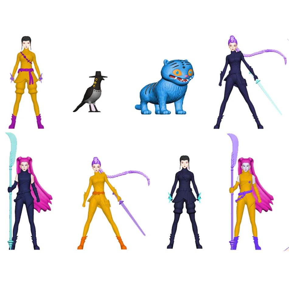 @@NEW 5Pcs/Set Anime Kpop Demon Hunters Figure K-Pop Demon Hunters Rumi Mira Zoey Tiger Figurine Toy Desk Decor Statues Ornament