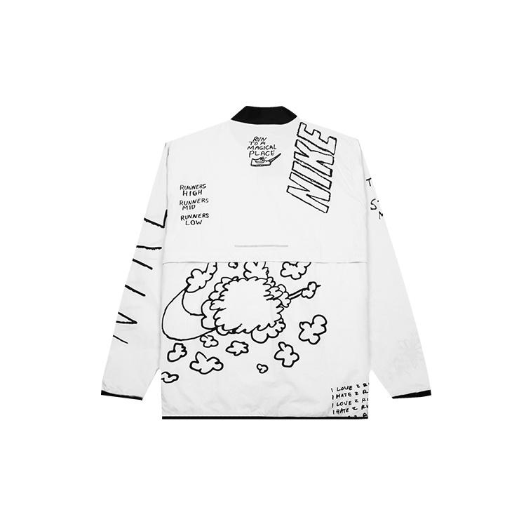 Nike Run Nathan Bell Running Jacket Graffiti Printing Logo Sports Jacket Baseball Uniform White Men's AJ7760-133