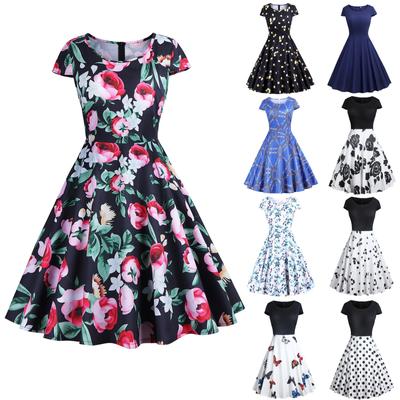 Women's V-neck Vintage Patchwork Note Print Skirt Cocktail Party Slim Dress