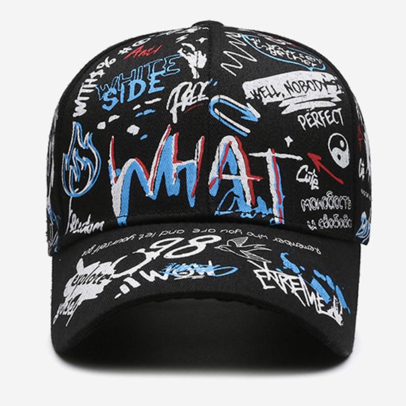 1 Stück Brief Baseballkappe Graffiti Hip Hop Kappe Baumwolle Atmungsaktiv Skateboarden Trend Straßenkappe