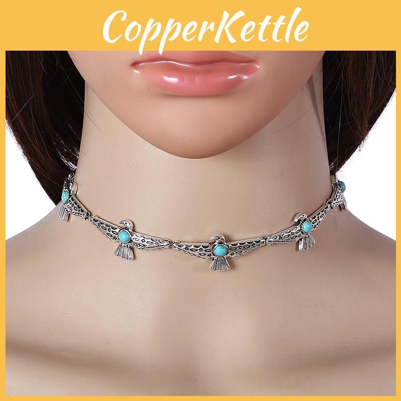 Collar Alloy Vintage With Bird Design Artificial Turquoise Decor For Gift Women