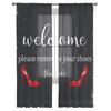 High Heels Red Tulle Curtains Balcony Room Fashion Printed Sheer Curtain Living Room Window Modern Decor
