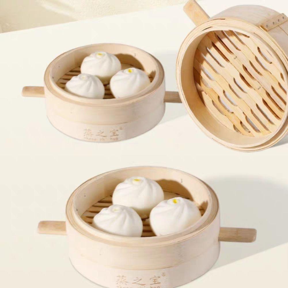Anti-scalding Bamboo Steam Basket with Handle Stuffed Bun Steamer  Kitchen Cooking Tool