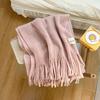 Women Girls Elegant Scarf Winter Thicken Warm Solid Color Knitted Long Tassel Scarves Soft Cotton Thickened Shawl Wraps Women