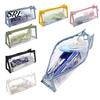 Portable Makeup Gadget Pouch Transparent PVC Pencil Case, Large Capacity Waterproof Stationery School Supplies Case Organizer, Durable Zipper Bag for