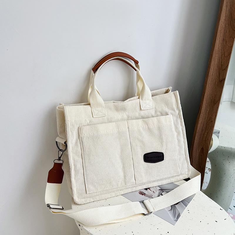 

Canvas bag women s large-capacity bag trendy versatile velvet messenger bag wide shoulder strap tote bag tote bag белый
