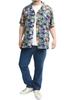 Men's Plus Size Aloha Shirt, Short Sleeve, Rayon, Botanical Floral Print, Open Collar, Size 4L (E)