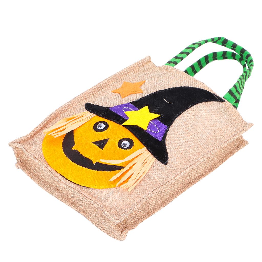 Halloween Tote Bag Gunny Cloth with Handle 4 Patterns Thanksgiving Bags for Trick Treat