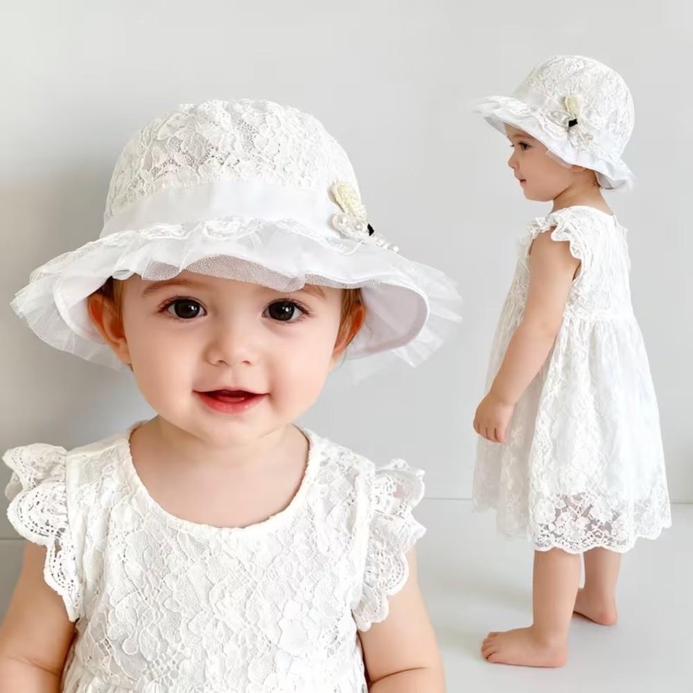 Soft Brim Baby Sun Hat Pearl Bowknot Toddler Bucket Hats New UV Protection Cap  Travel