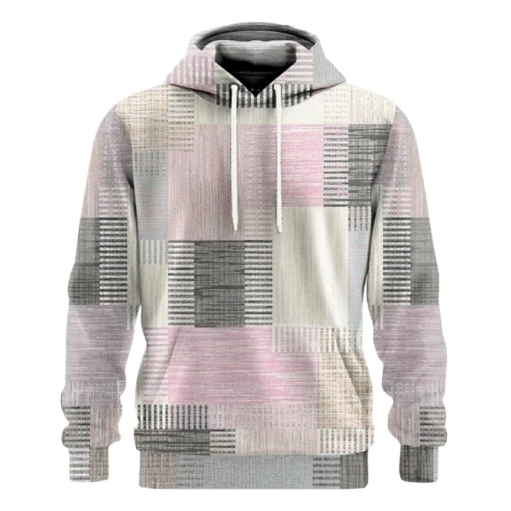 Retro Spliced Make Old Lattice Spring Autumn Men Hoodie 3D Print Long Sleeves Casual Hoodies Oversized Sweatshirts Pullover Tops
